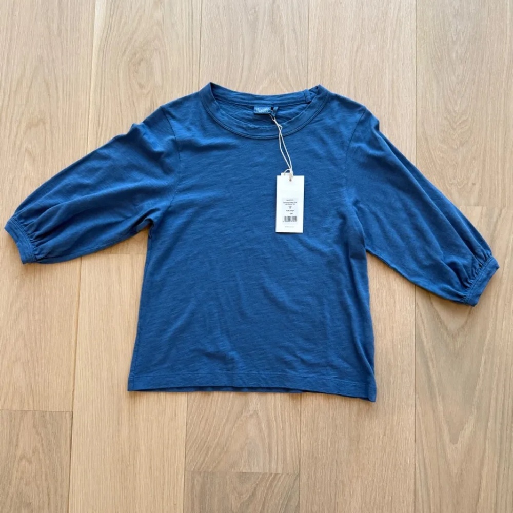 Gathered Cotton Slub Half Sleeve Tee